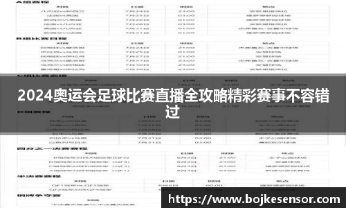 2024奥运会足球比赛直播全攻略精彩赛事不容错过