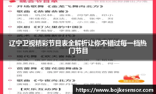 辽宁卫视精彩节目表全解析让你不错过每一档热门节目