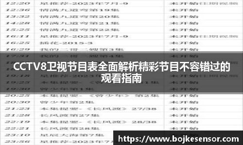 CCTV8卫视节目表全面解析精彩节目不容错过的观看指南
